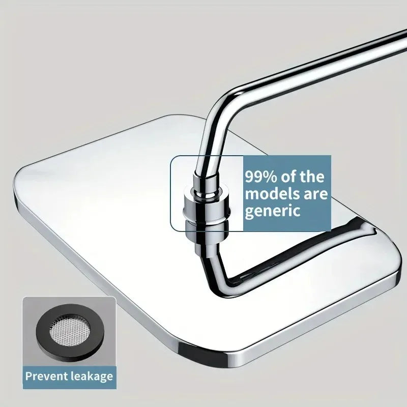 14" High Pressure Rain Shower Head Top Spray 360° Swivel Water Saving Flow