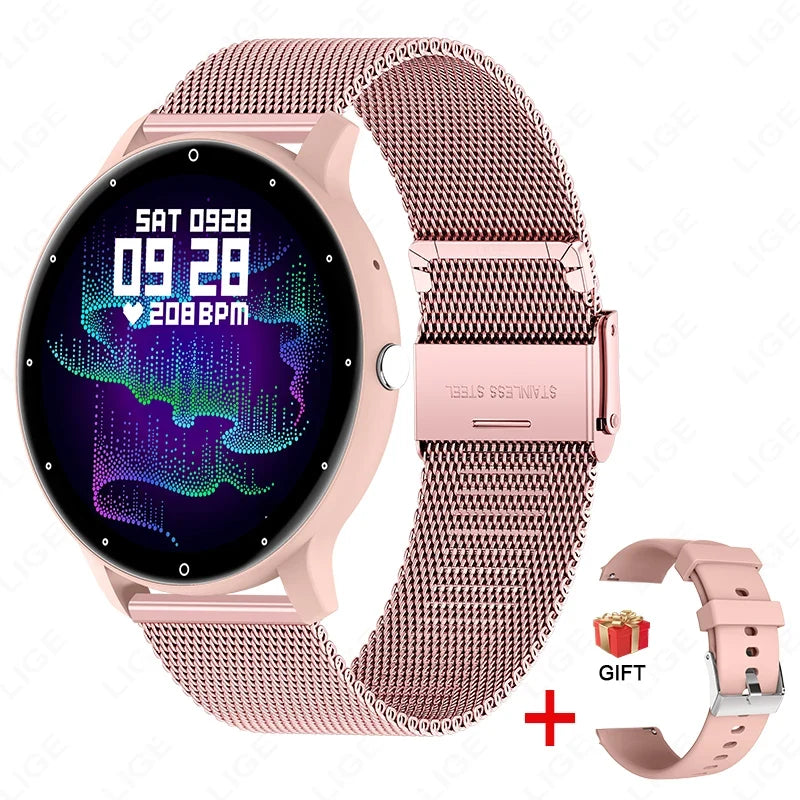 Men's Smart Watch UpTrend Deals rose gold full touch screen, mesh band, waterproof, extra strap on Tampa Home & Garden Store