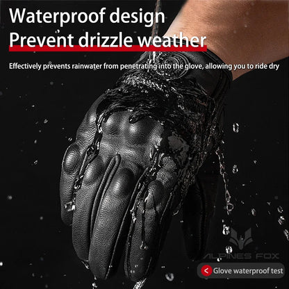 Vintage real leather breathable touch screen motorcycle gloves, black, waterproof design on Tampa Home & Garden Store