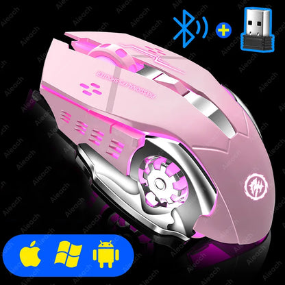 Pink wireless gaming mouse Bluetooth 2.4G USB rechargeable ergonomic backlit FLIPSTYLEZLLC on Tampa Home & Garden Store