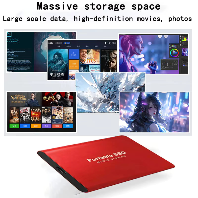 2TB External SSD USB 3.1 & USB-C Portable Solid State Drive