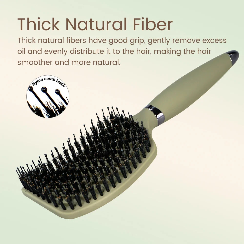 Detangling boar bristle hair brush with hollow-out paddle and anti-static scalp massage on Tampa Home & Garden Store