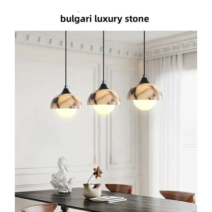 DecorBites LED pendant lamp trio with marbled glass globe shades, adjustable wires on Tampa Home & Garden Store