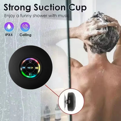 Portable Waterproof Bluetooth Speaker with LED Light Suction Cup Outdoor