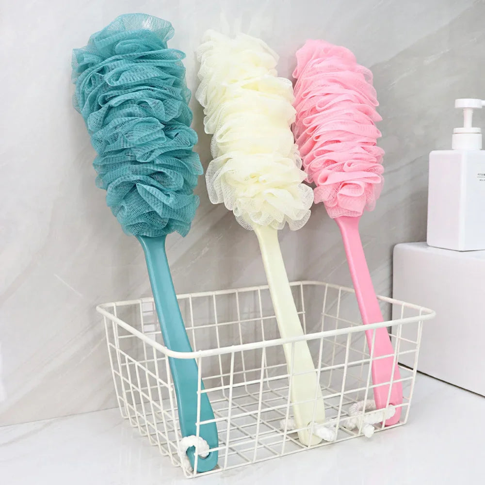 Silcy Skin long-handle back brush set with soft mesh heads in teal, ivory, pink (3-pack) on Tampa Home & Garden Store
