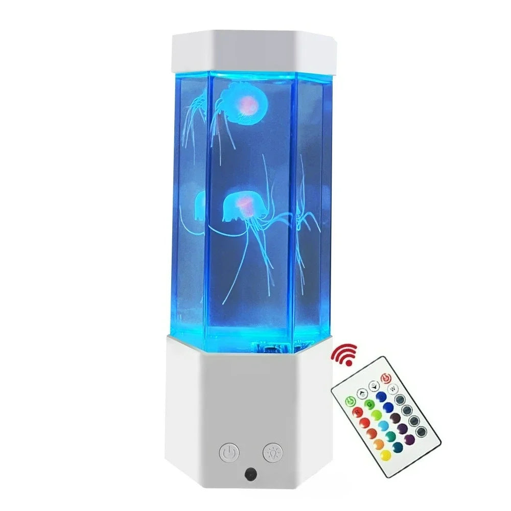 Perfecsy Jason Voorhees water lantern with blue LED, white base, jellyfish panels, remote on Tampa Home & Garden Store