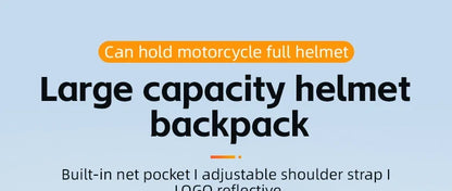 Motorcycle helmet backpack, large capacity travel bag with reflective logo, BikerZoneZ on Tampa Home & Garden Store