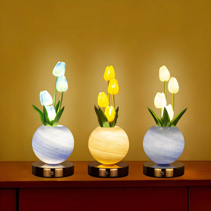 Tuliora | LED Tulip Night Light with Planet Bouquet Bedroom Ambient Decor