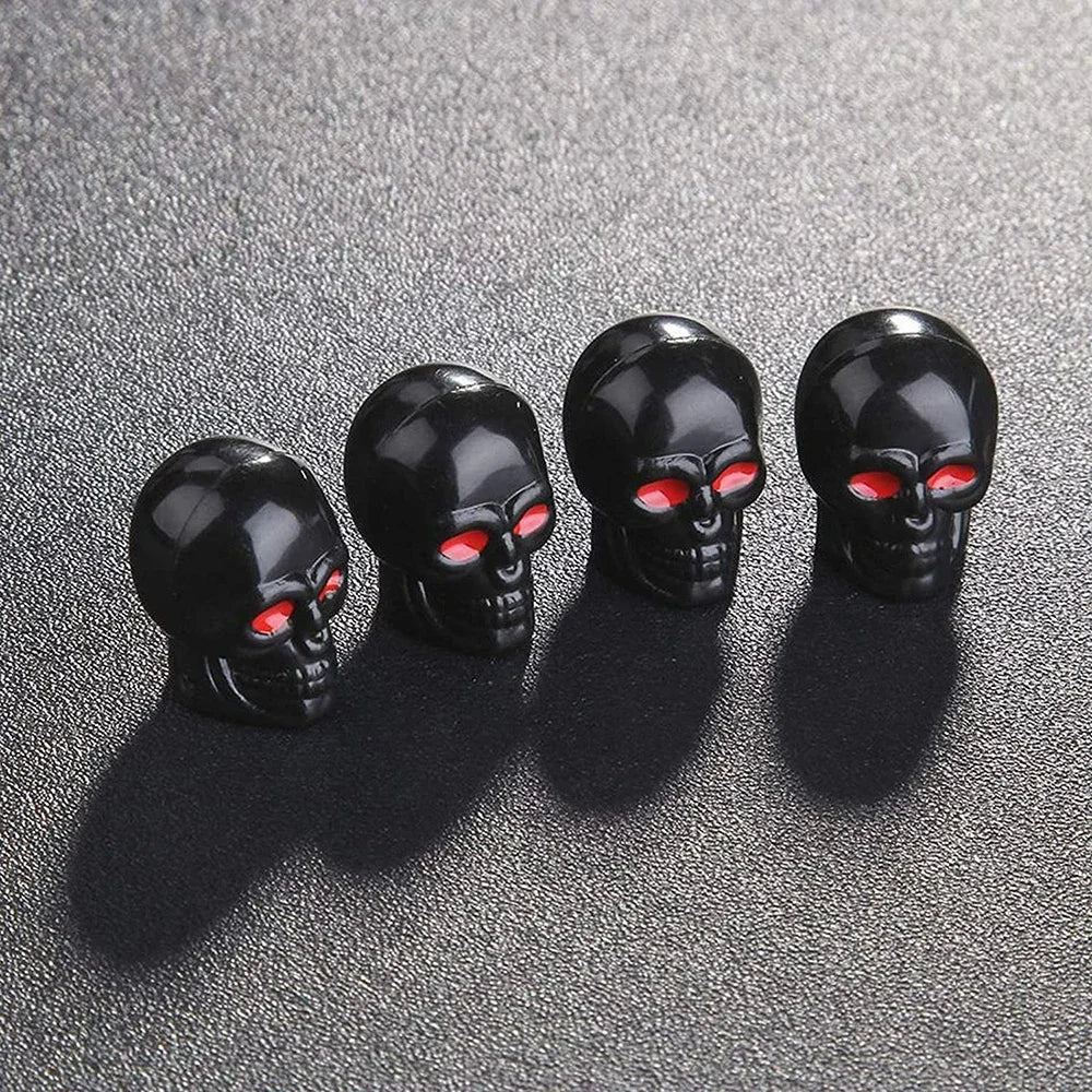 ABS Skull Valve Stem Caps black with red eyes 4-pack BikerZoneZ on Tampa Home & Garden Store