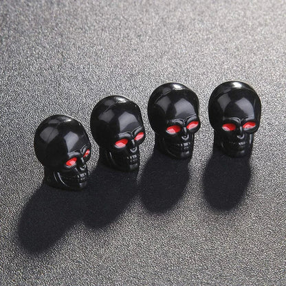 ABS Skull Valve Stem Caps black with red eyes 4-pack BikerZoneZ on Tampa Home & Garden Store