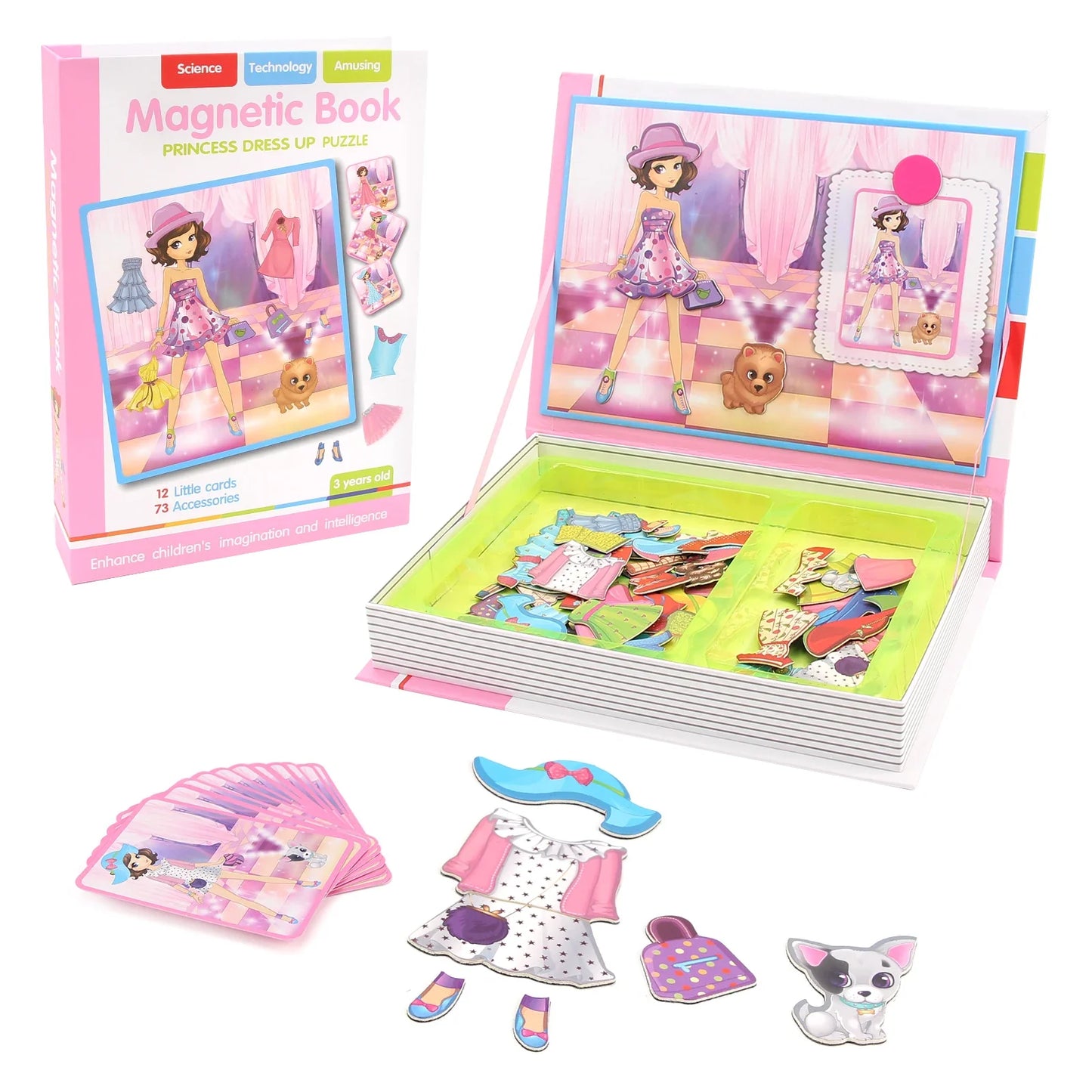 Perfecsy kids magnetic dress-up puzzle book with 3D wardrobe and 12 cards and 73 accessories on Tampa Home & Garden Store