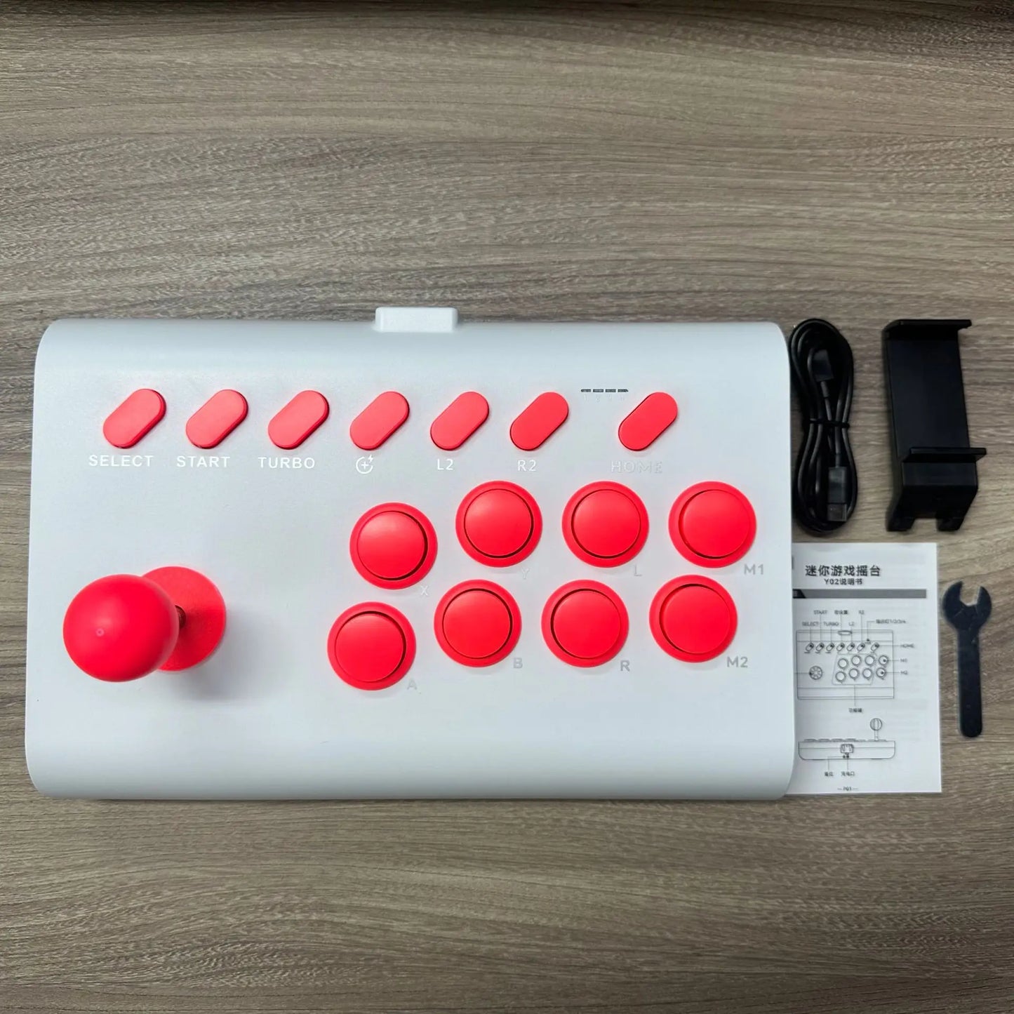 Arcade Fight Stick FLIPSTYLEZLLC white case with red buttons and USB cable on Tampa Home & Garden Store