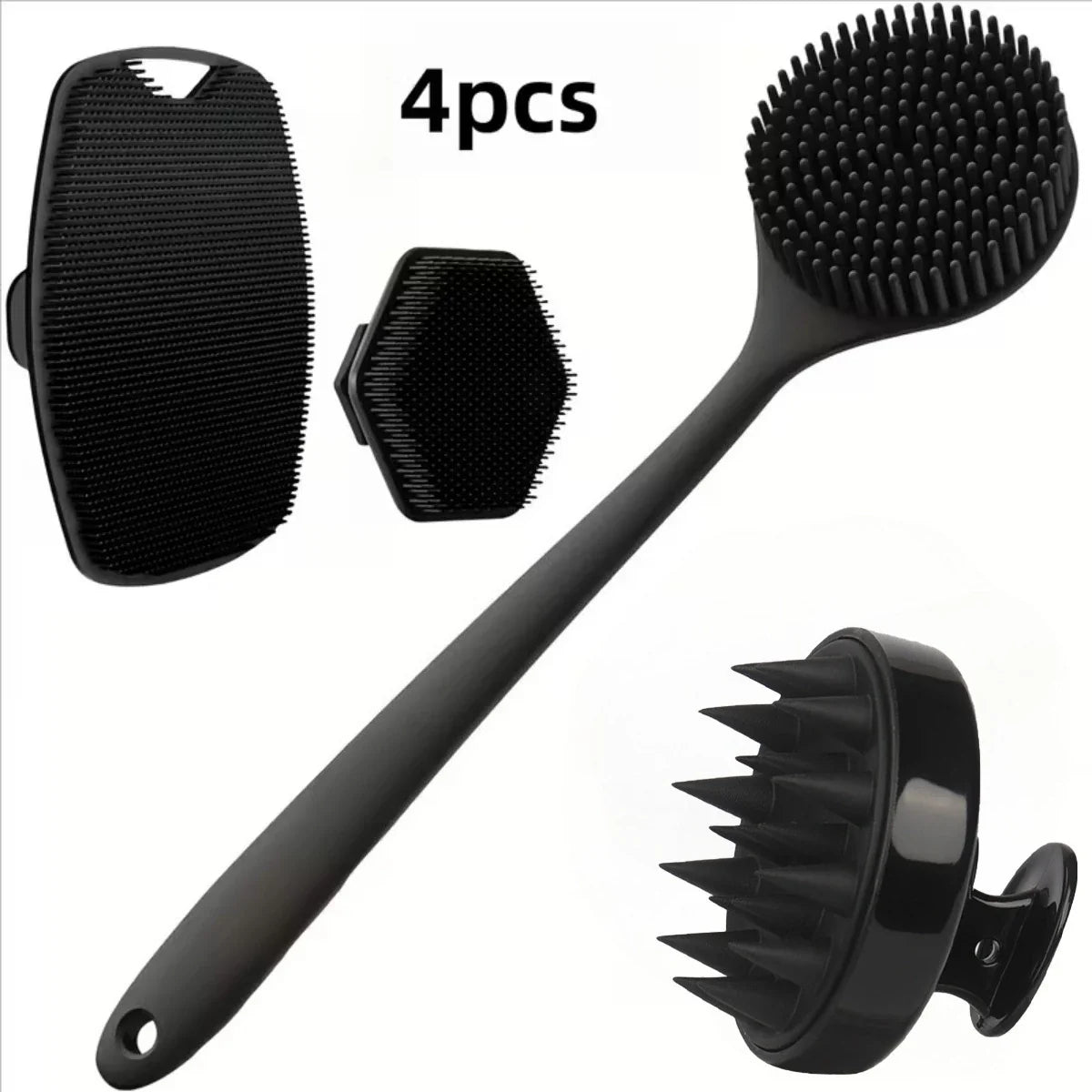 Silcy Skin 4pcs silicone body scrubber set black with brush on Tampa Home & Garden Store