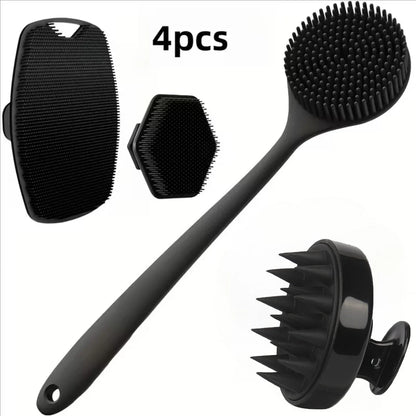 Silcy Skin 4pcs silicone body scrubber set black with brush on Tampa Home & Garden Store