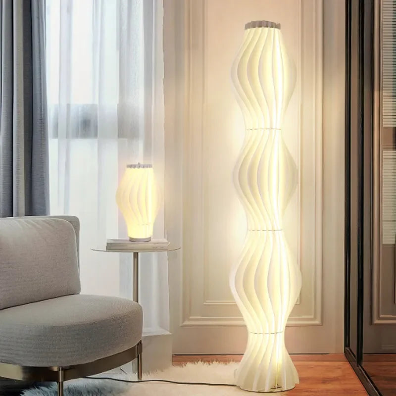 Perfecsy LED Floor Lamps set of 2 in white spiral Nordic Grass Skirts with warm glow on Tampa Home & Garden Store