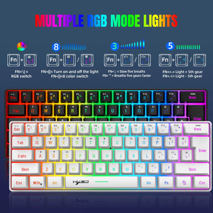Wireless Bluetooth keyboard and mouse set, 60% compact RGB white gamer PC kit FLIPSTYLEZLLC on Tampa Home & Garden Store