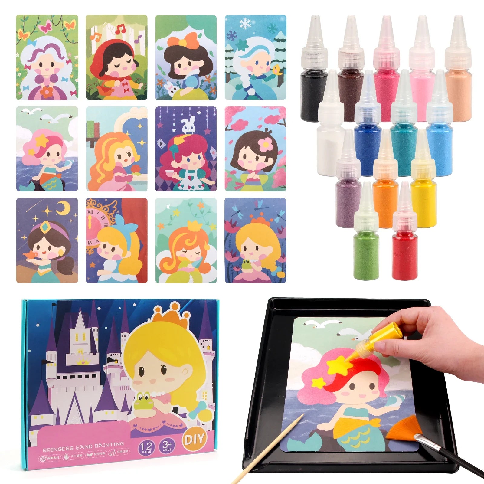 Princess sand painting kit with 12 cards and 14 color bottles Perfecsy on Tampa Home & Garden Store