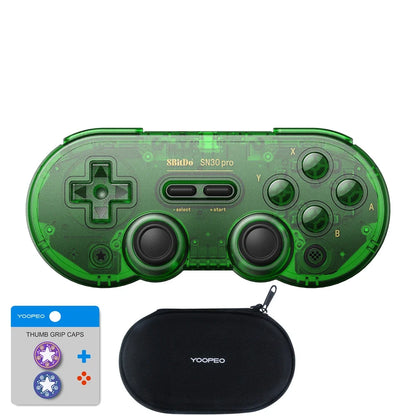 8BitDo SN30 Pro Bluetooth gamepad green with YOOPEO thumb grip caps and case on Tampa Home & Garden Store
