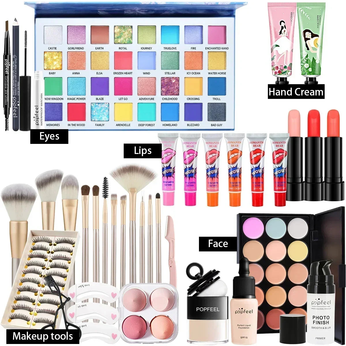 POPFEEL All-in-One Makeup Kit with colorful palette, foundation, lip gloss by Silcy Skin on Tampa Home & Garden Store