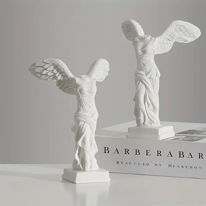Resin Winged Victory goddess statues, white angel sculptures set of 2 by Perfecsy on Tampa Home & Garden Store