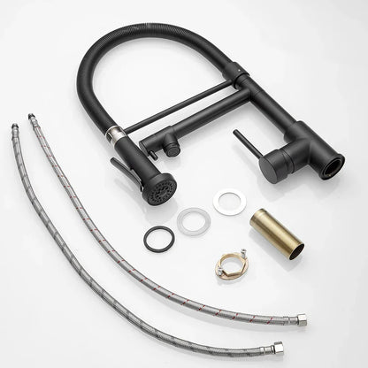 DecorBites Kitchen Mixer Tap Dual Spout Deck Faucet matte black with two braided hoses on Tampa Home & Garden Store