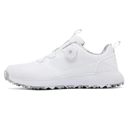 White golf shoes with circular dial lace, perforated side panel, grey outsole on Tampa Home & Garden Store