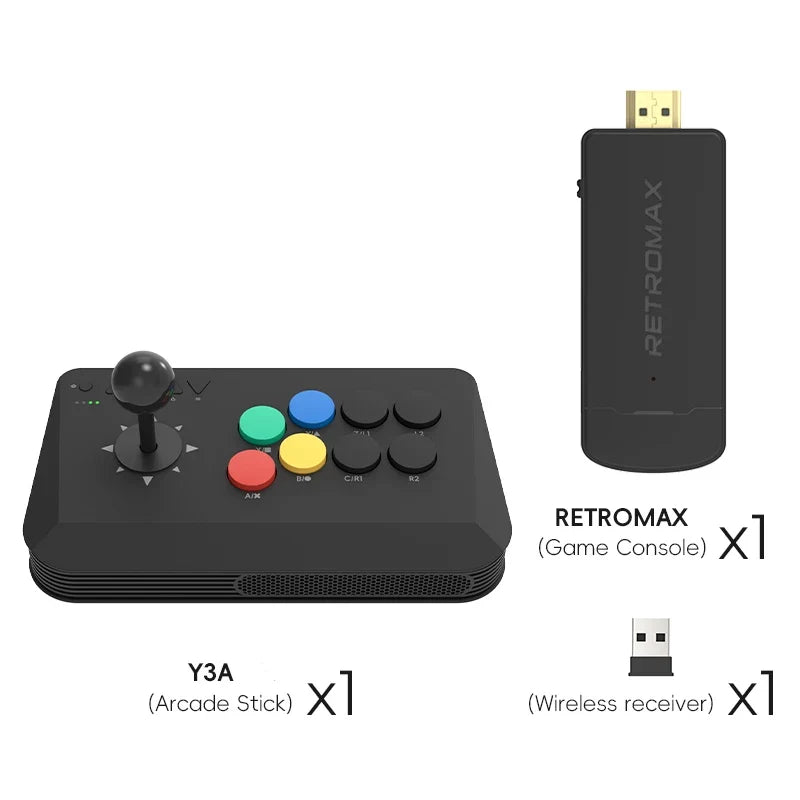 Data Frog arcade fighter stick X1 black with buttons plus RETROMAX wireless receiver X1 on Tampa Home & Garden Store
