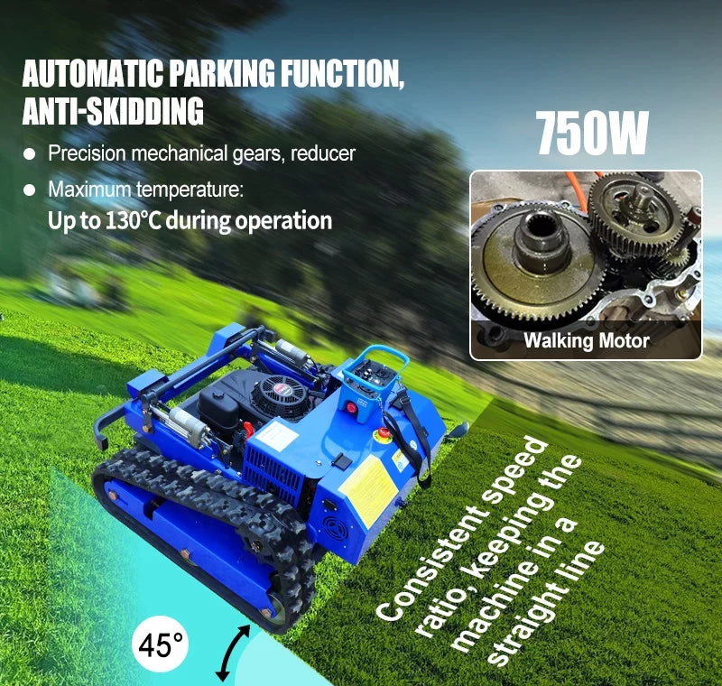 Self-propelled remote-control lawn mower, blue tracked unit, 750W motor, UpTrend Deals on Tampa Home & Garden Store