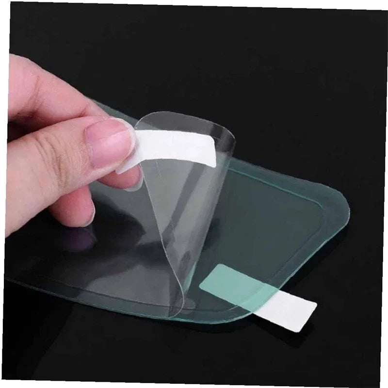BikerZoneZ anti-fog patch film for visor, clear peel-off rainproof shield with white pull tab on Tampa Home & Garden Store