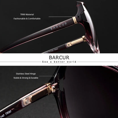 BARCUR square polarized sunglasses burgundy frame gradient lenses stainless steel hinge on Tampa Home & Garden Store