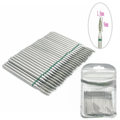 50pc diamond nail drill bit set for cleanup; silver diamond-coated manicure bits on Tampa Home & Garden Store