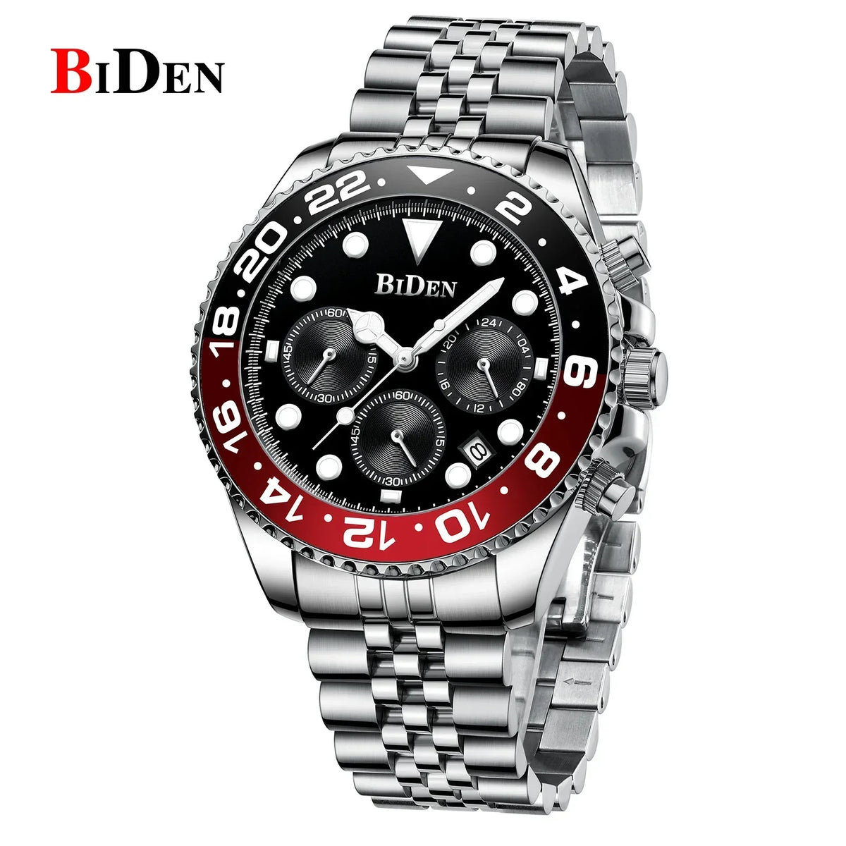 Men's luxury quartz dress watch, stainless steel bracelet, black dial by UpTrend Deals on Tampa Home & Garden Store