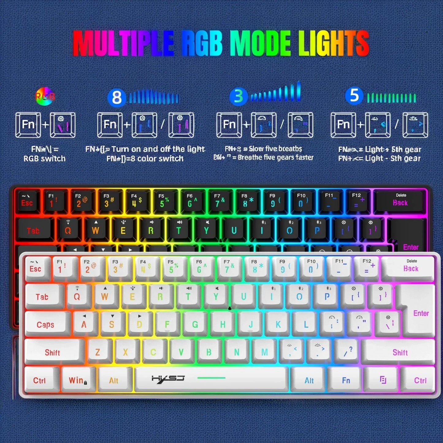 Wireless Bluetooth keyboard and mouse 60% compact RGB backlit, 2.4GHz, FLIPSTYLEZLLC gamer set on Tampa Home & Garden Store