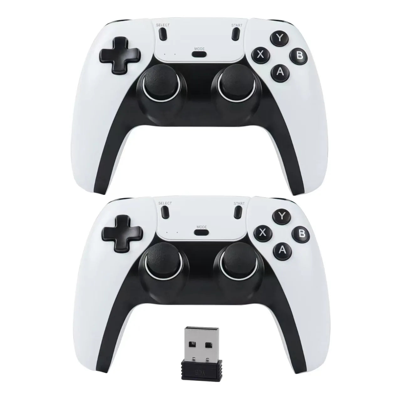 USB wireless/wired double-handle game controller with dual joysticks, white/black on Tampa Home & Garden Store