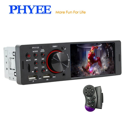 7-inch touchscreen car stereo MP5 with Bluetooth & USB, black unit with red dial and remote on Tampa Home & Garden Store
