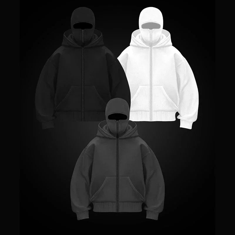 Men's balaclava zip hoodie by UpTrend Deals in black, white and gray on Tampa Home & Garden Store