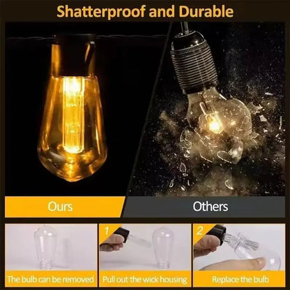 Perfecsy 1PC Solar Bulbs String Light for outdoor use; amber glow and removable bulb on Tampa Home & Garden Store