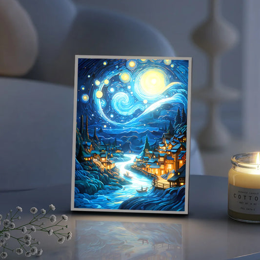 Starry Night LED Art Lamp 3D Night Light Van Gogh Style Aesthetic Room Decor - Tampa Home & Garden Store