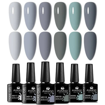Silcy Skin 6pc nail gel polish set All-Season UV gels with gray-blue shades on Tampa Home & Garden Store