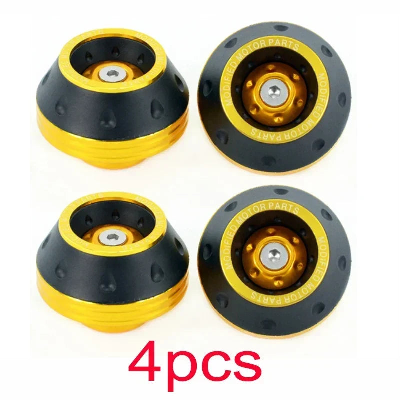 4pcs motorcycle front fork slider cups by BikerZoneZ, black body with gold ring on Tampa Home & Garden Store