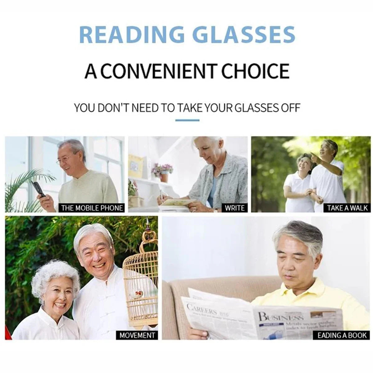BARCUR Presbyopia reading glasses with plastic frame, mirror legs, transparent AC lenses on Tampa Home & Garden Store