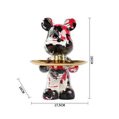 Perfecsy Graffiti Abstract Resin Standing Bear Storage Statue with gold tray on Tampa Home & Garden Store