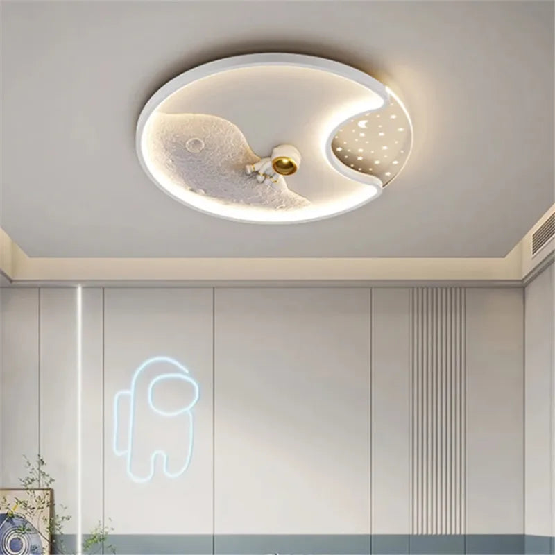 DecorBites Kids Astronaut LED Moon Light ceiling fixture with crescent moon and astronaut on Tampa Home & Garden Store