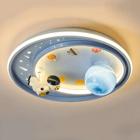 DecorBites Kids Moon Astronaut LED ceiling light blue pink carton theme with planets on Tampa Home & Garden Store