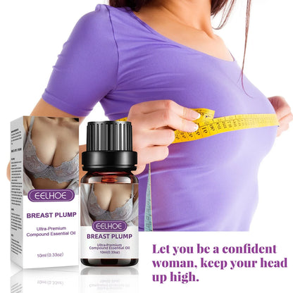 EELHOE Breast Plump essential oil kit with bottle and box, purple branding, measuring tape on Tampa Home & Garden Store