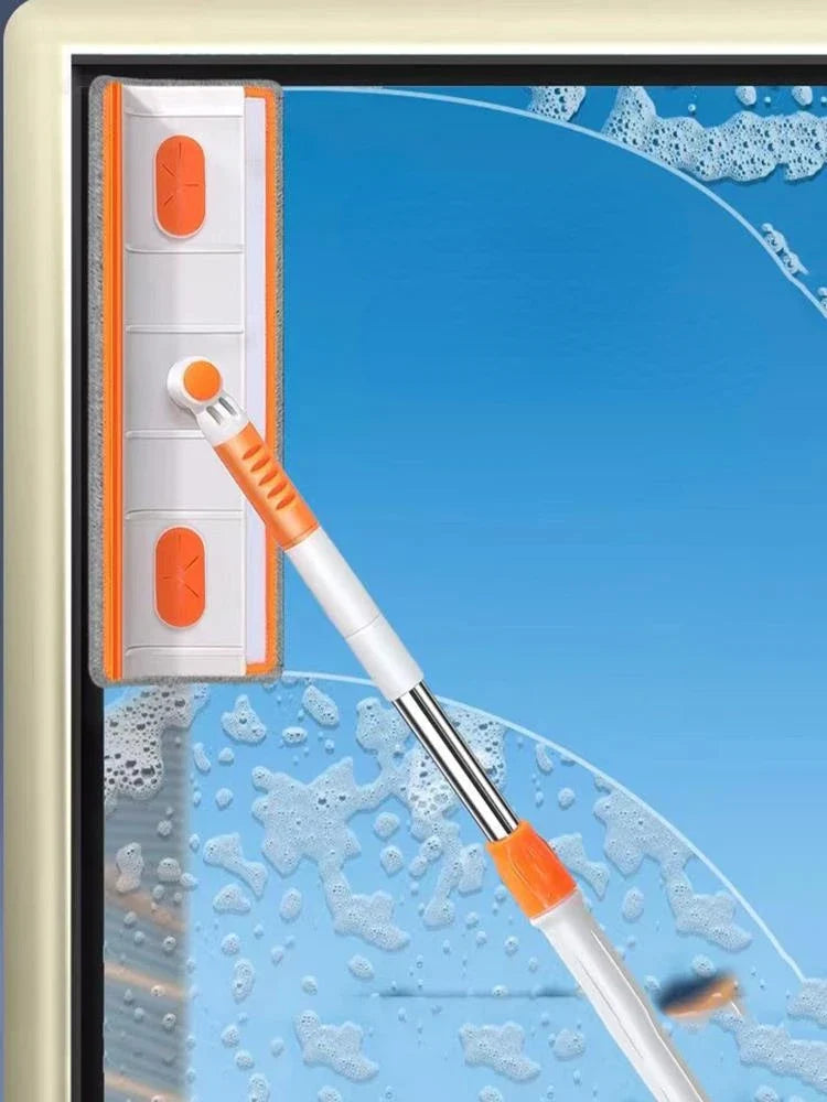 Telescopic window cleaning mop with orange handle and microfiber squeegee, UpTrend Deals on Tampa Home & Garden Store