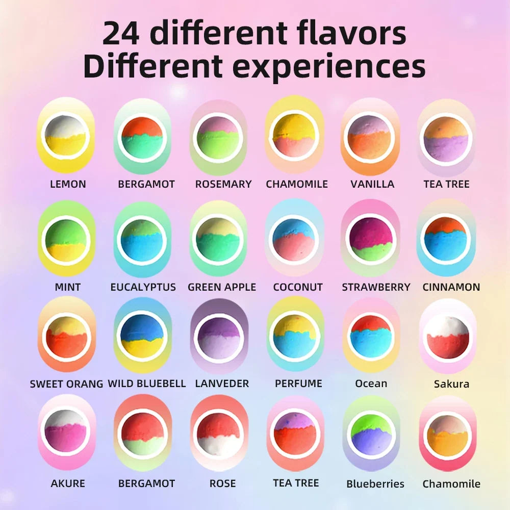 Kids bath bombs 24-pack gift set with natural organic swirl fizzies Silcy Skin on Tampa Home & Garden Store