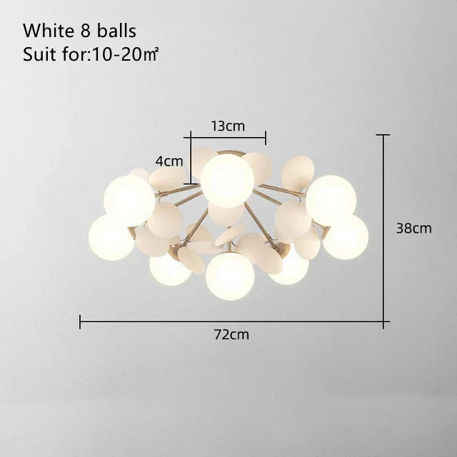 DecorBites Kids LED ceiling light with iron frame and 8 white glass balls chandelier on Tampa Home & Garden Store