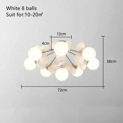 DecorBites Kids LED ceiling light with iron frame and 8 white glass balls chandelier on Tampa Home & Garden Store