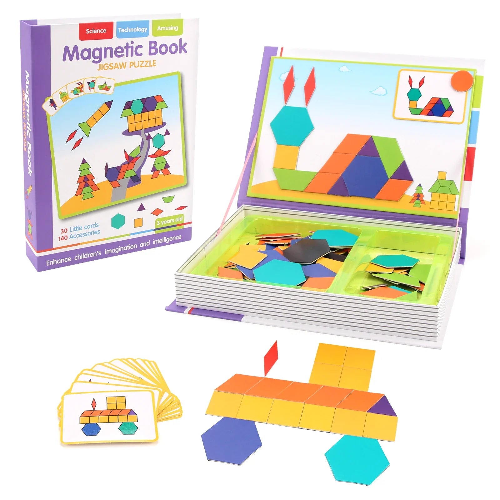 Perfecsy kids magnetic puzzle book with 3D jigsaw tiles, colorful shapes and cards on Tampa Home & Garden Store